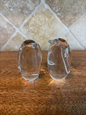Vintage Hadeland Crystal Miniature Penguin Pair Figurines